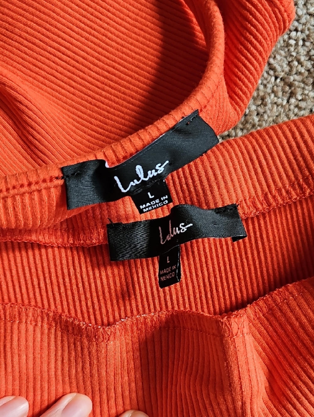 Lulu's Bright Orange Ribbed Set - Picture 2 of 3